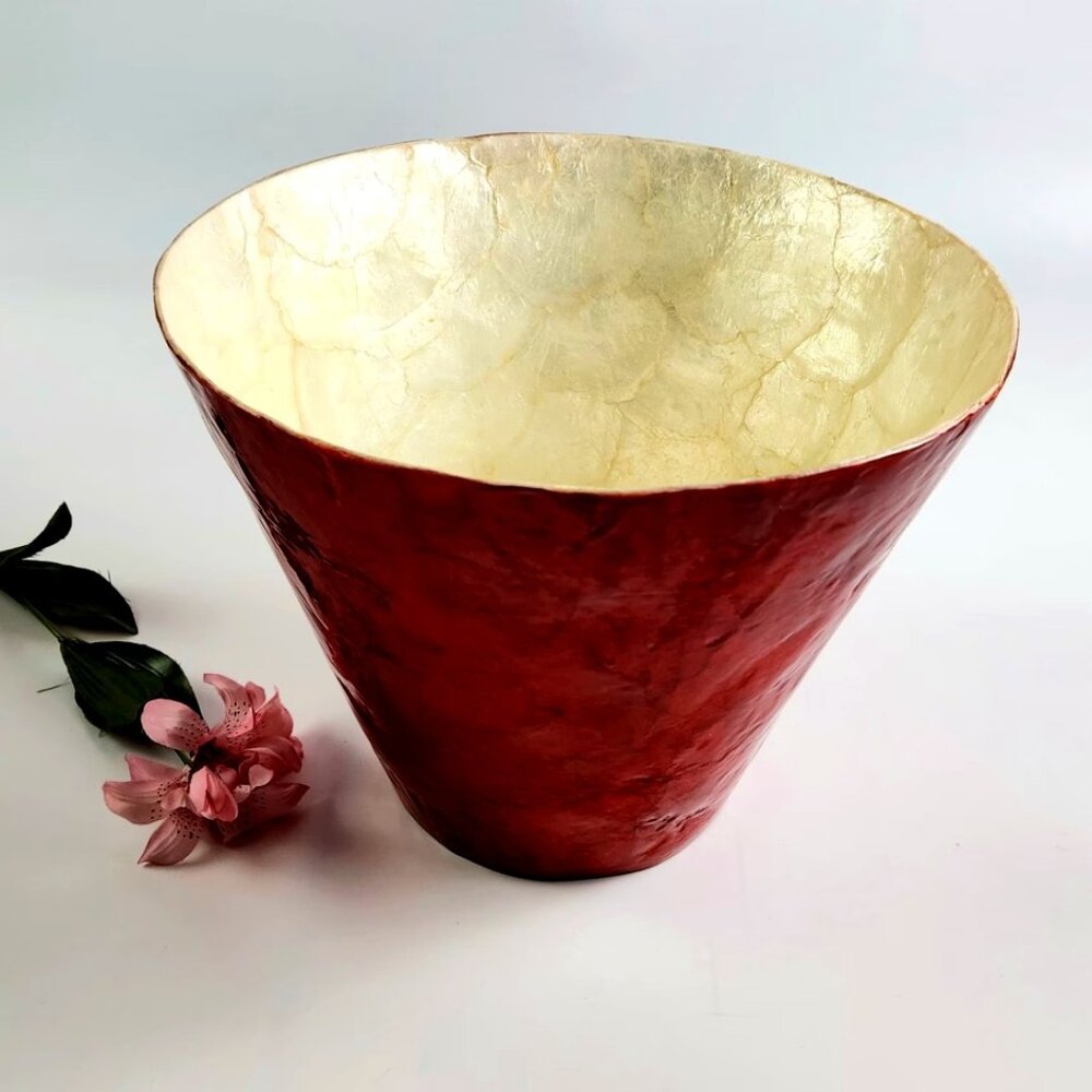 Vintage - Made in Philippines- Zodax Capiz Mother of Pearl Basket